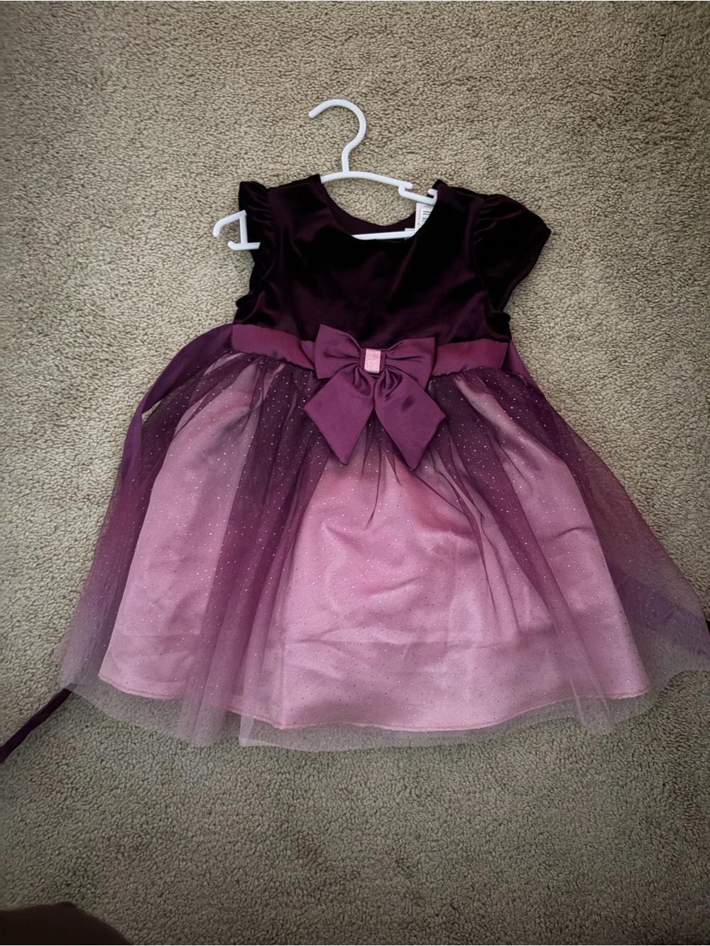 Jona Michelle Purple Ombre Tulle Dress with Bow